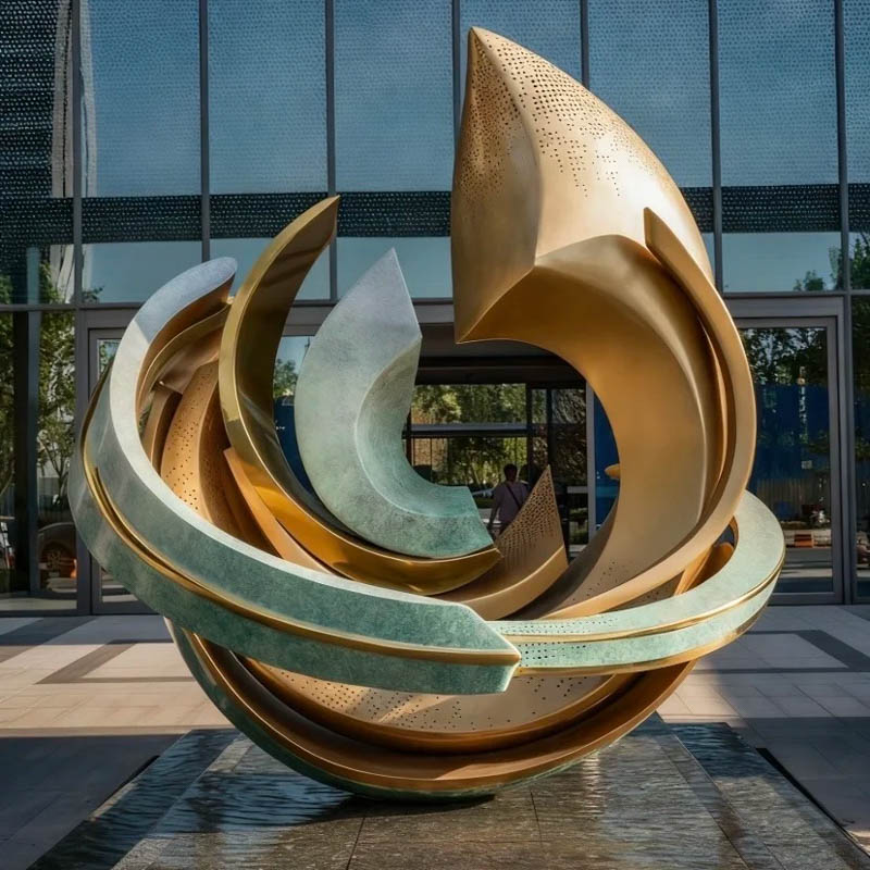 S-068-08-D004 Metallic Spiral Outdoor Art Sculpture