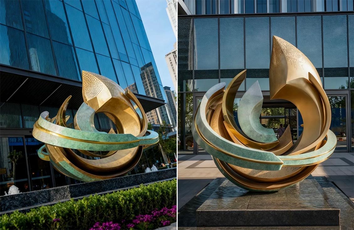 Two-Tone Metal Spiral Sculptures Two-Tone Metal Spiral Sculptures