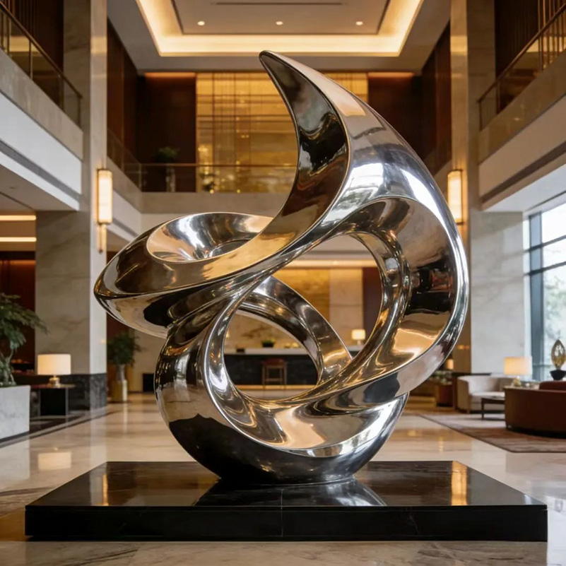 S-068-08-D005 Stainless Steel Mirror-Finish Flowing Art Sculpture
