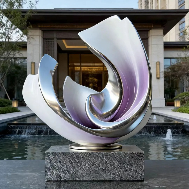 S-068-08-D005 Stainless Steel Mirror-Finish Flowing Art Sculpture