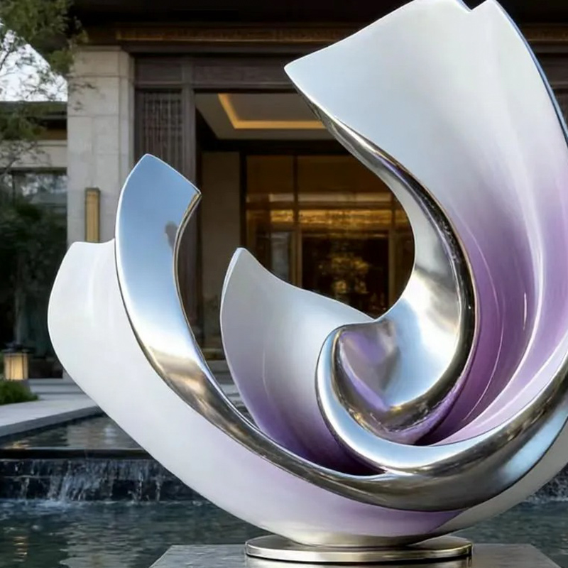 S-068-08-D005 Stainless Steel Mirror-Finish Flowing Art Sculpture