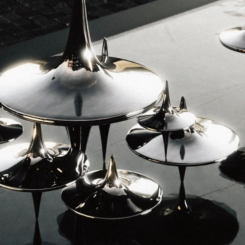 S-068-08-D008 Mirror-Metal Top Cluster Art Installation