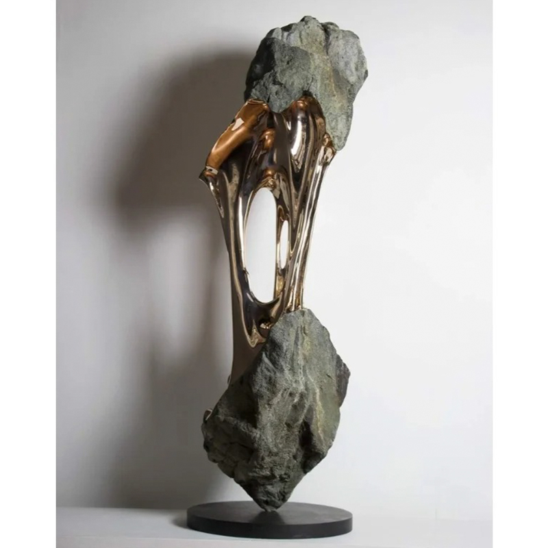 S-068-08-D010 Stone and Gilded Flow Art Sculpture