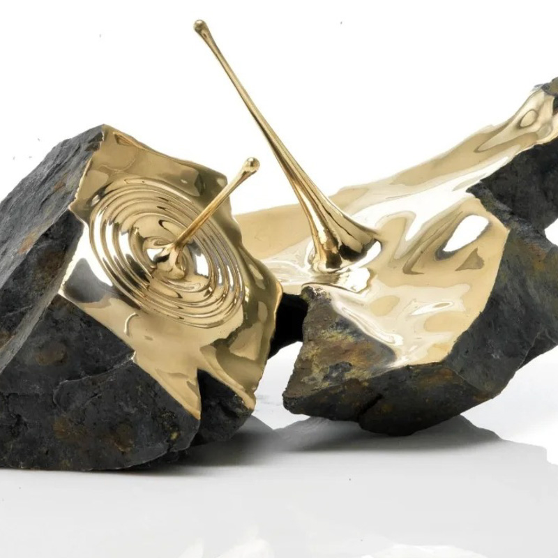 S-068-08-D010 Stone and Gilded Flow Art Sculpture