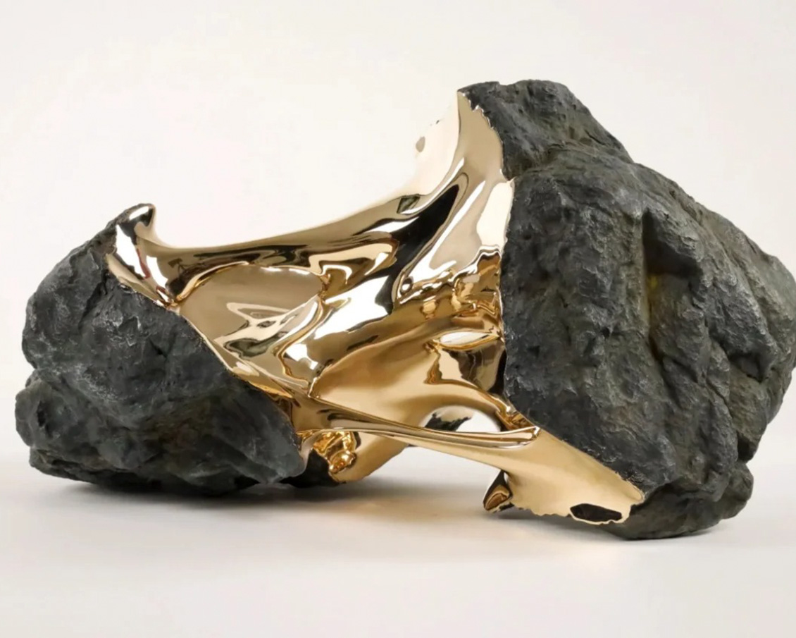 Stone and Gilded Flow Sculptures