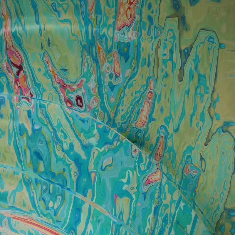 S-068-08-D011 Turquoise Marbled Abstract Metal Sculpture