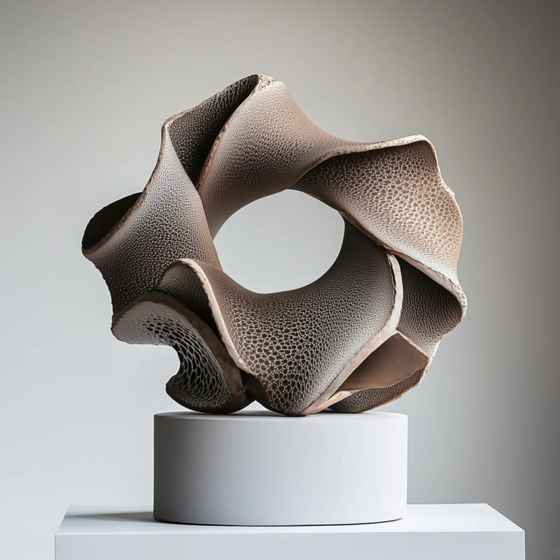 S-068-08-D012 Coral-Textured Circular Art Sculpture