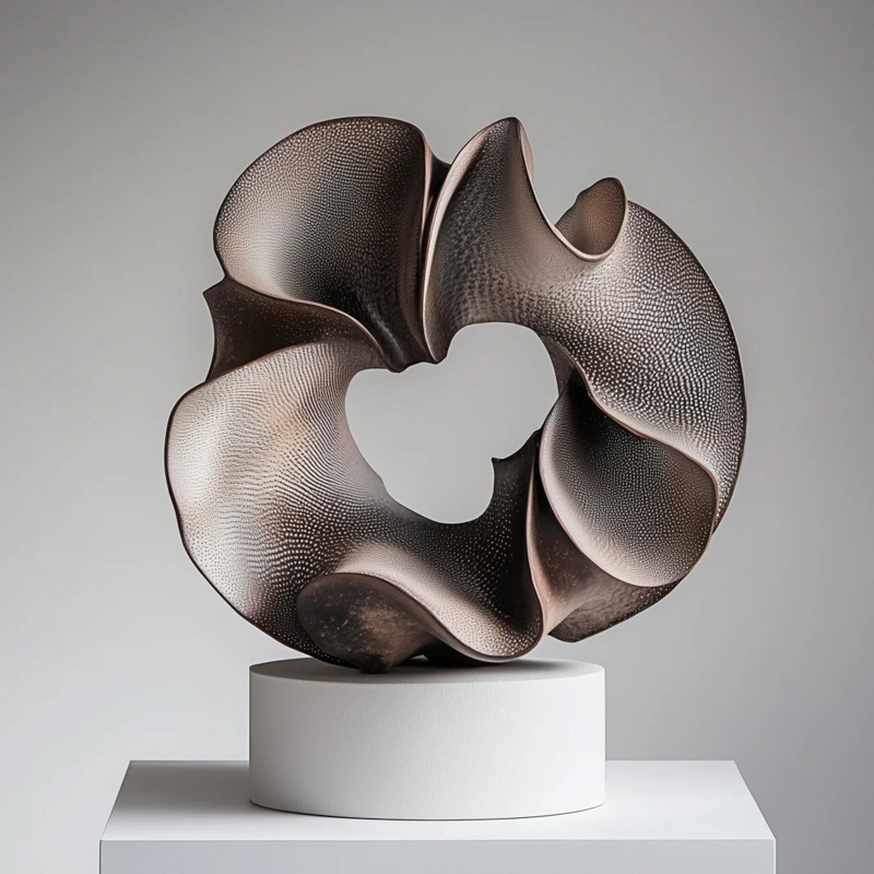 S-068-08-D012 Coral-Textured Circular Art Sculpture