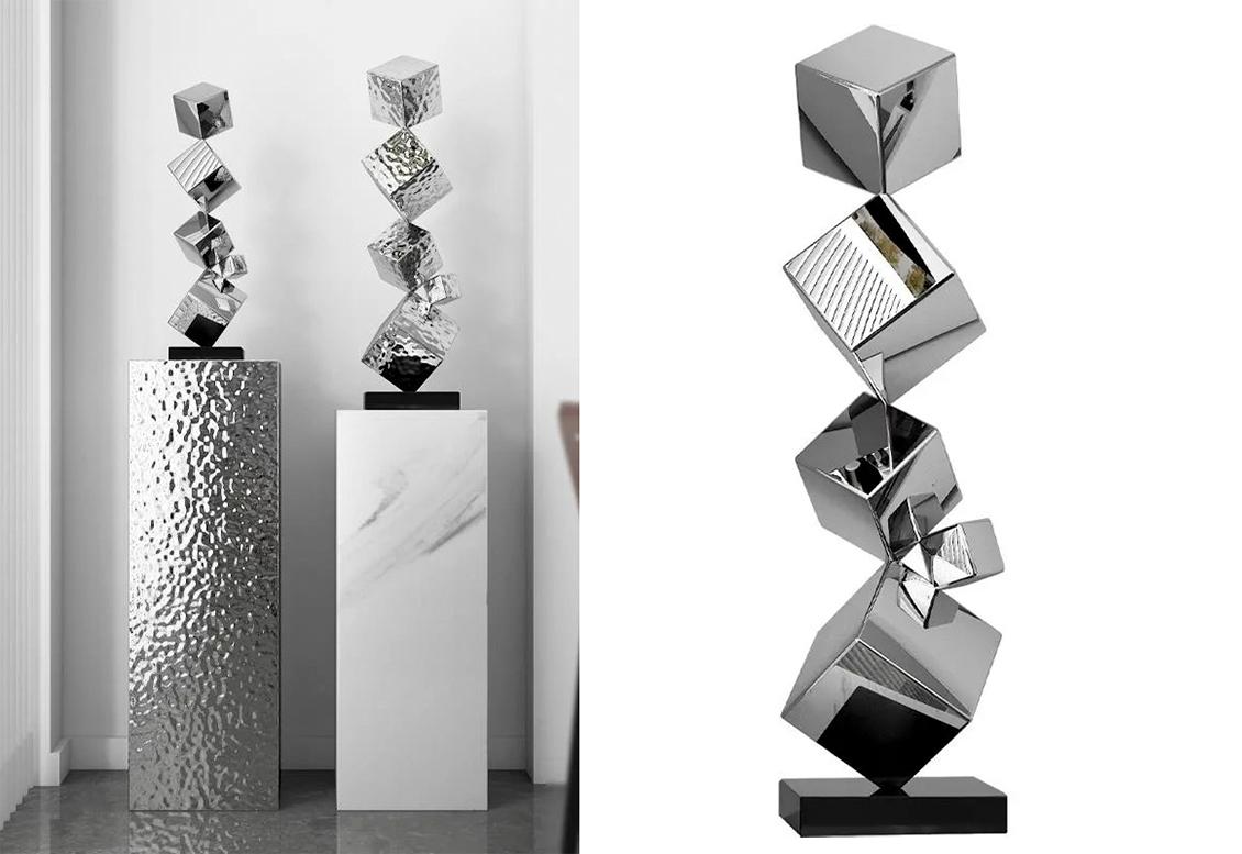 Mirror-Stainless Steel Cube Sculptures Mirror-Stainless Steel Cube Sculptures