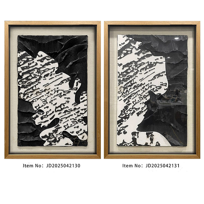 O-121-01-1-006 Wabi-Sabi Black & White Textured Installation Artwork Series｜Customizable Premium Edition