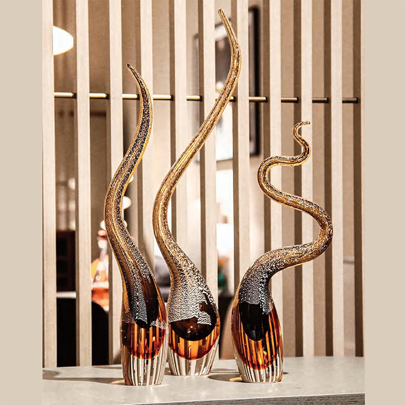 O-125-03-2-BJ21116096 Luxury Glass "Golden Cloud" Sculpture Series｜Customizable Premium Edition