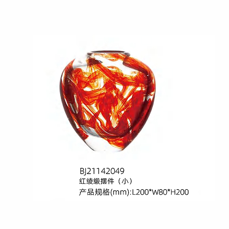O-125-03-2-BJ21142049 Luxury Glass "Red Ribbon" Vase & Sculpture Series｜Customizable Premium Edition