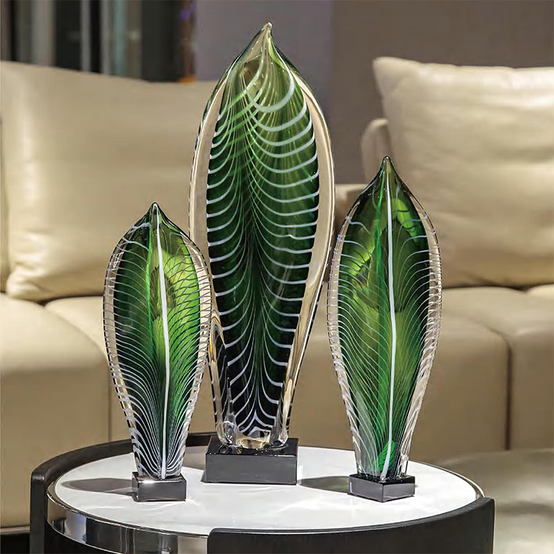 O-125-03-2-BJ24185301 Luxury Glass "Verdant Leaf" Sculpture Series｜Customizable Premium Edition