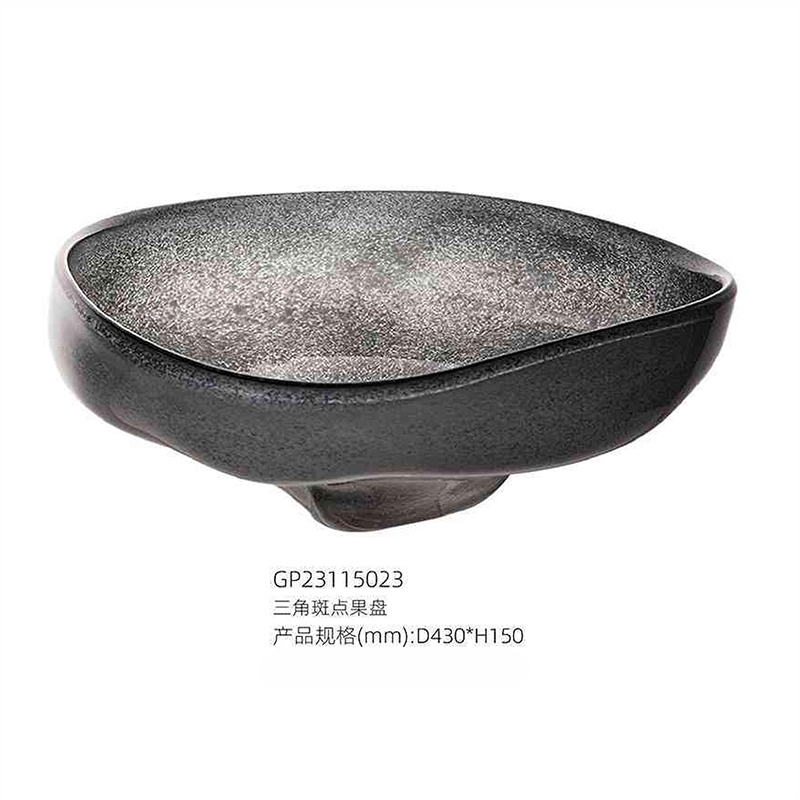 O-125-03-2-GP23115023 Luxury Glass "Triangular Speckled" Fruit Bowl Series｜Customizable Premium Edition