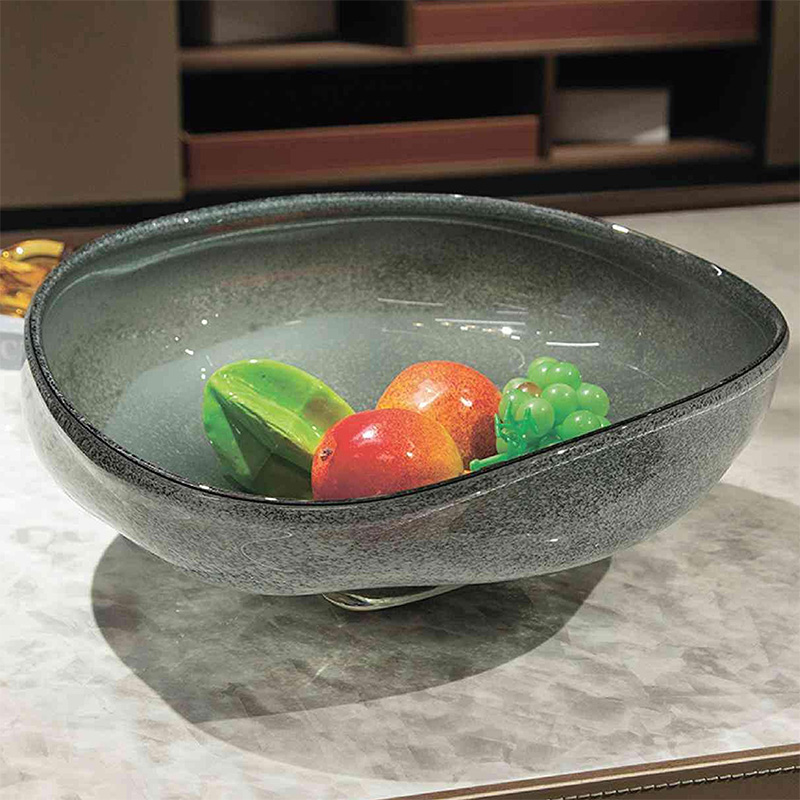 O-125-03-2-GP23115023 Luxury Glass "Triangular Speckled" Fruit Bowl Series｜Customizable Premium Edition