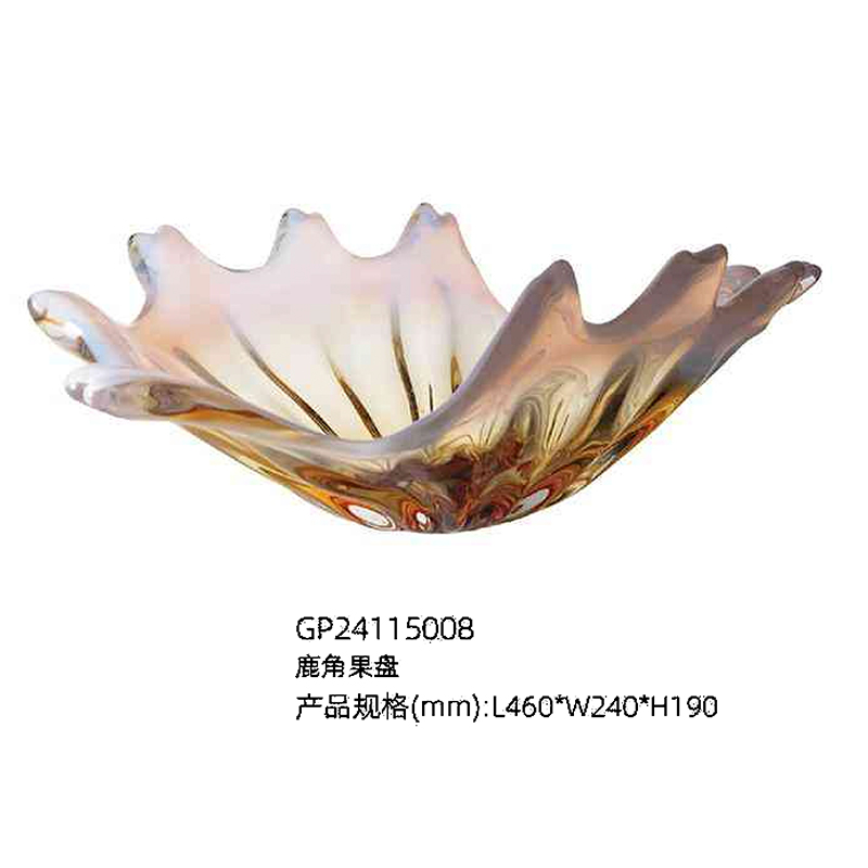 O-125-03-2-GP24115008 Luxury Glass "Antler" Fruit Bowl Series｜Customizable Premium Edition