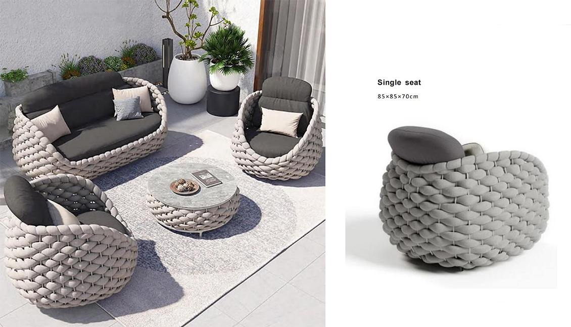 Aluminum Frame PE Rattan Sofa Set