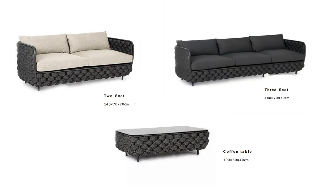 Aluminum Frame PE Rattan Patio Sofa Set