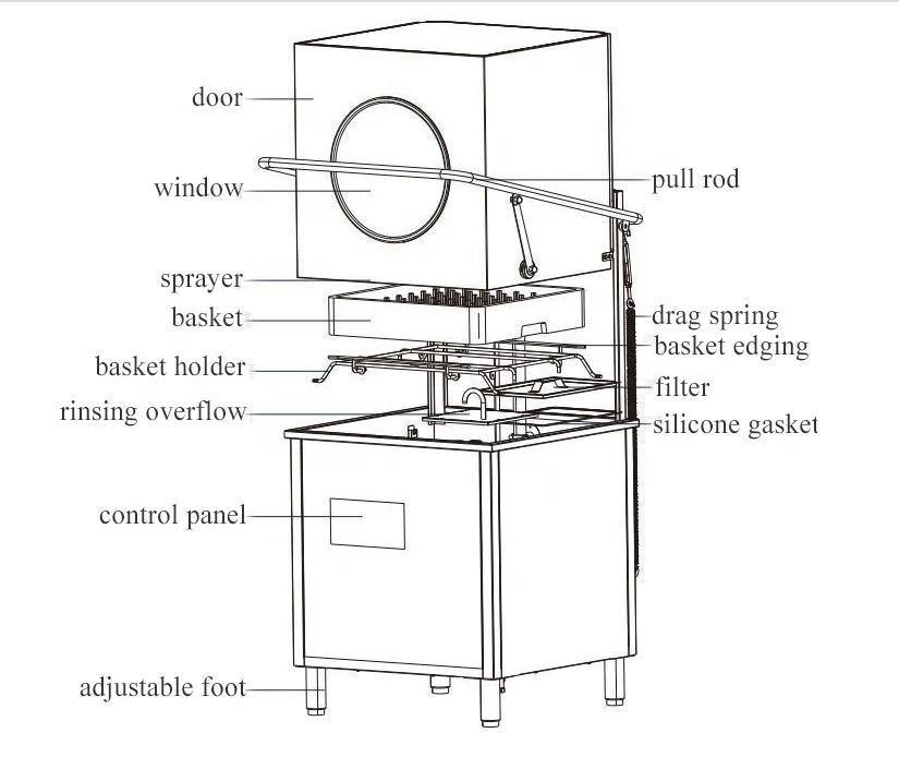 Hotel Small Restaurant Ccanteen Cafe Hood Type Dishwasher