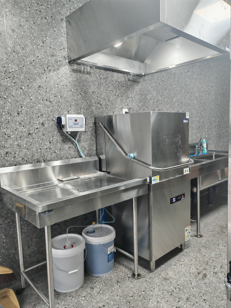 commercial hood type dishwasher