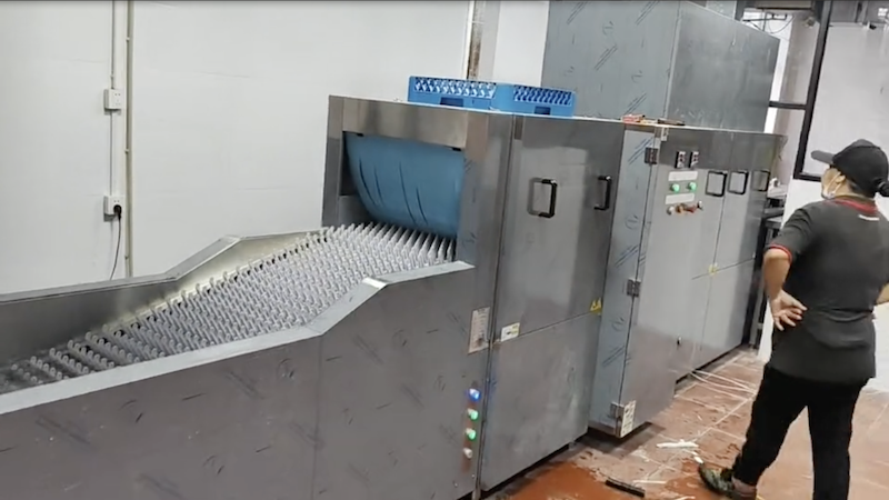 large industrial dishwasher