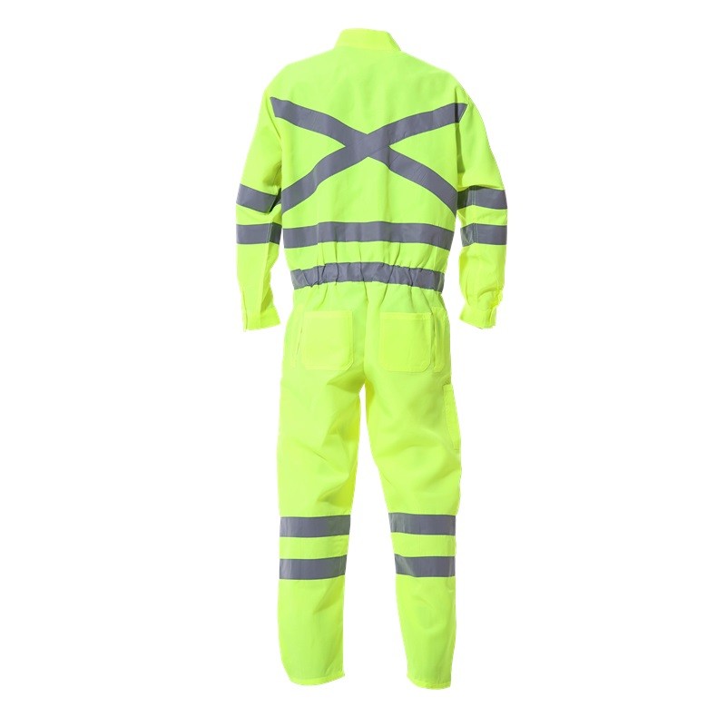 Fluorescent Yellow Hi Vis Reflective Safety Coverall