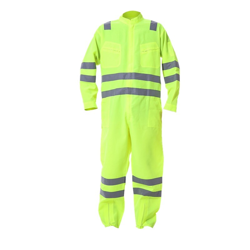 Fluorescent Yellow Hi Vis Reflective Safety Coverall