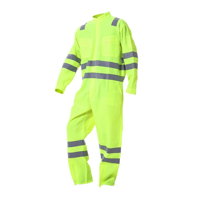 Fluorescent Yellow Hi Vis Reflective Safety Coverall