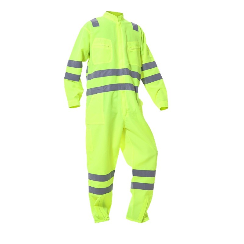 Fluorescent Yellow Hi Vis Reflective Safety Coverall