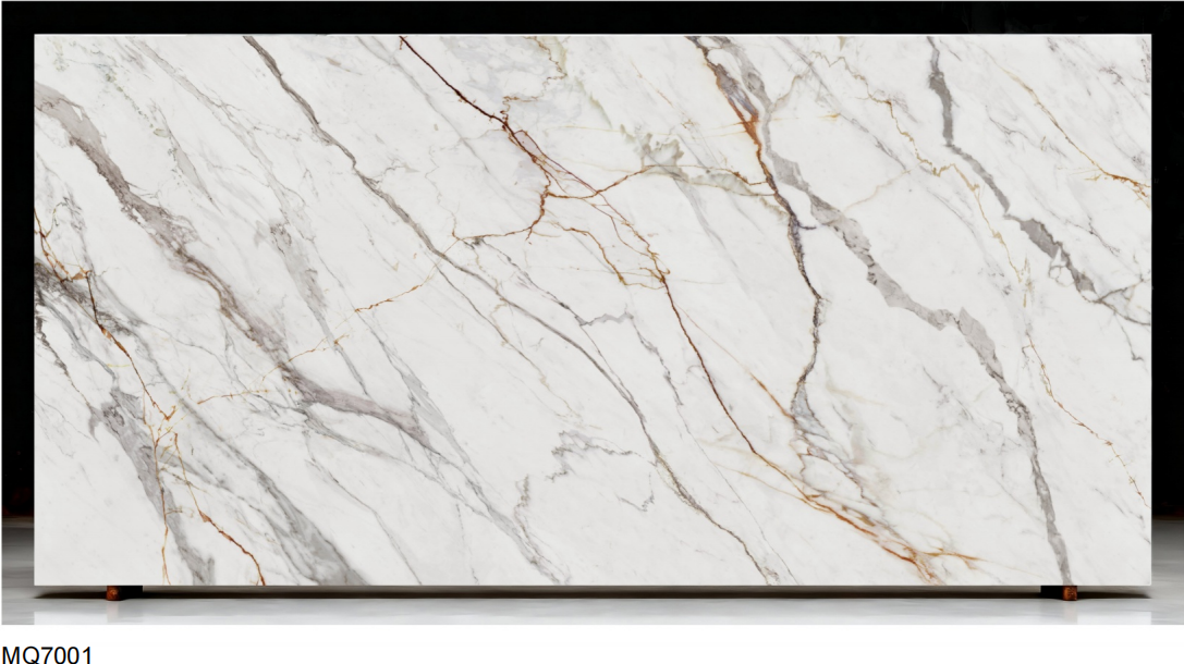 Printed Calacatta Fine Vein Quartz Slab