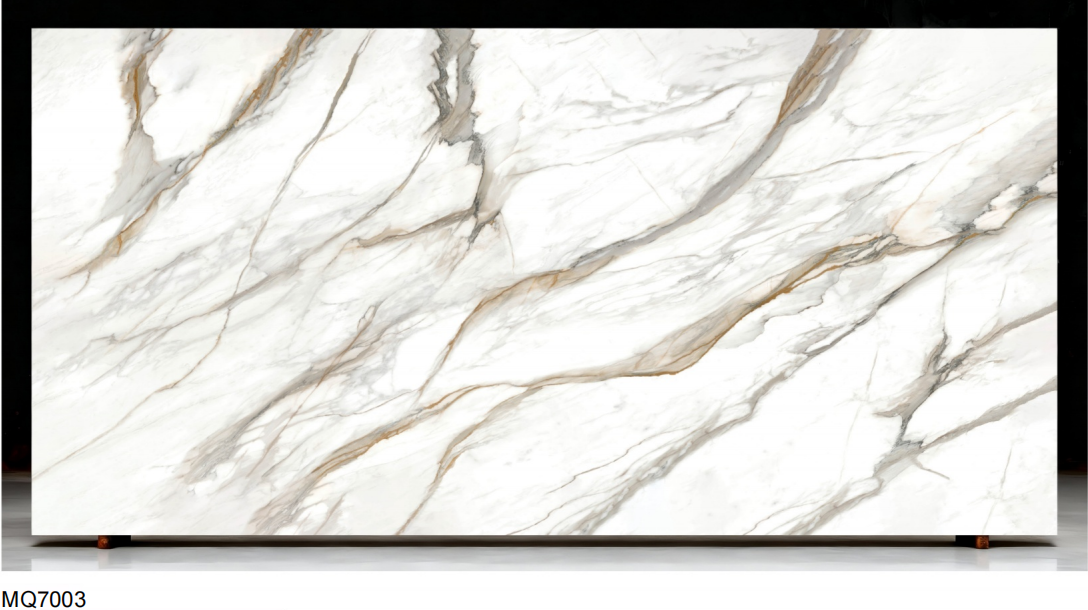 Printed Carrara bold Vein Quartz Slab
