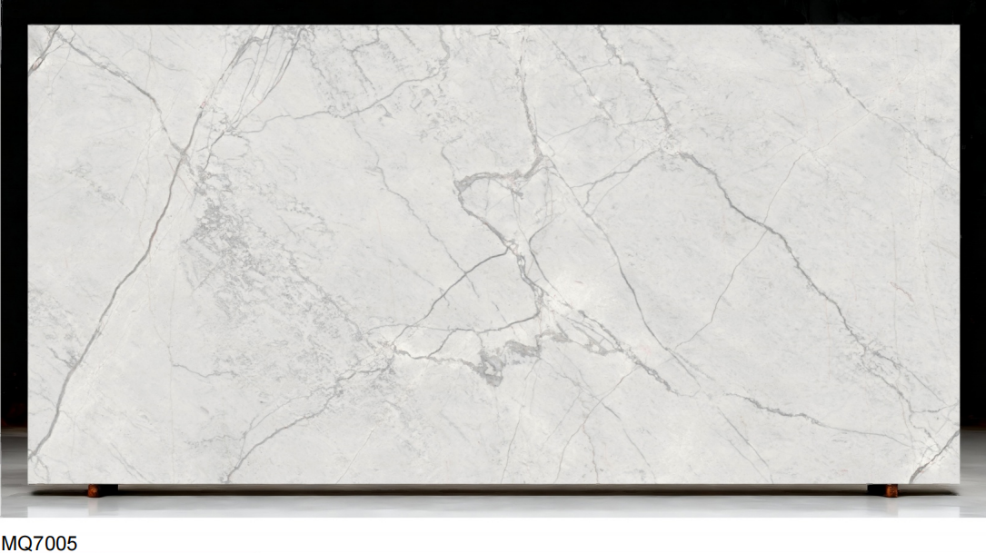 Digital Printed Gold Vein Grey Quartz Slab