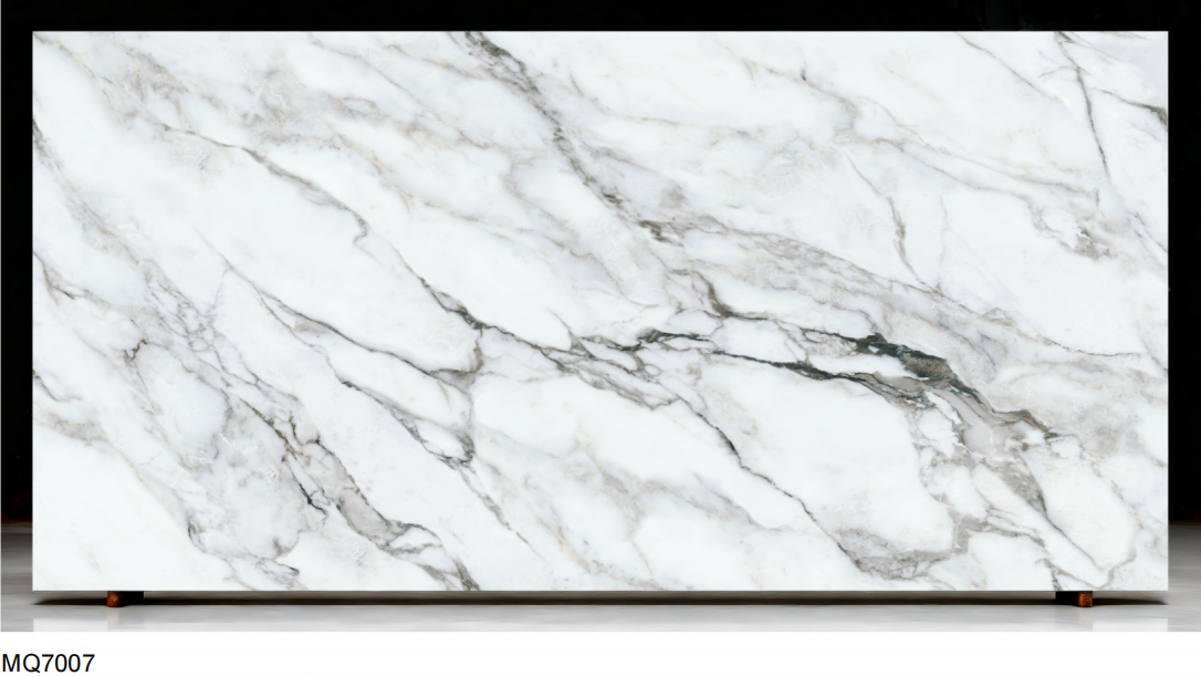 Digital Printed Gold Vein White Quartz Slab
