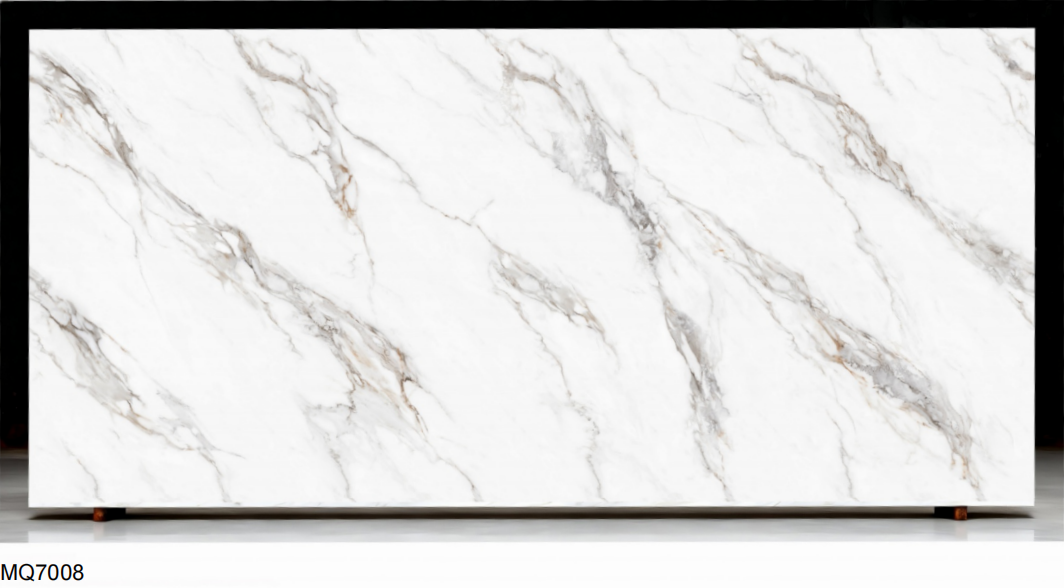 Digital Printed Gold Vein Grey Quartz Slab