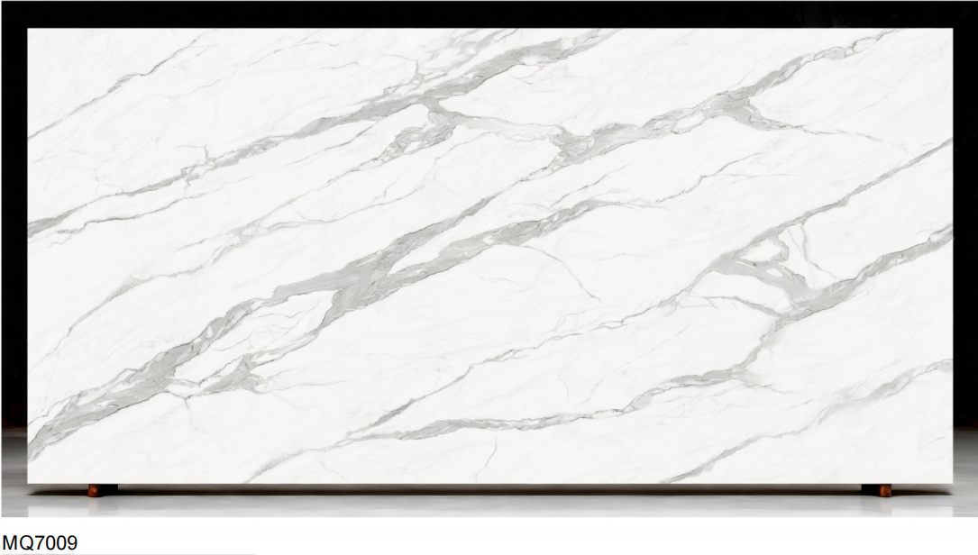 Printed Silver Vein White Quartz Slab