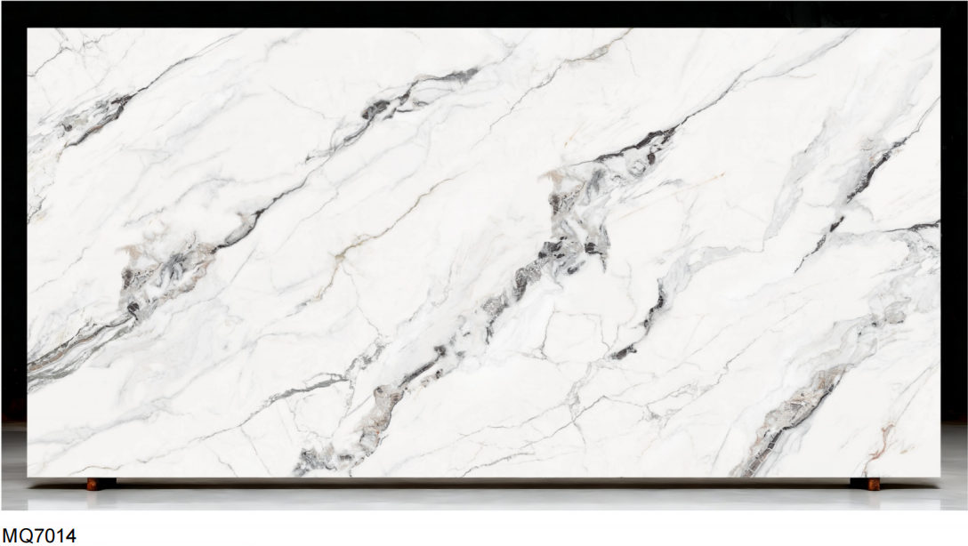 Printed Statuario Grey Quartz Slab