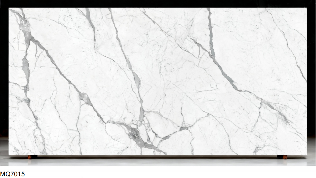 Digital Printed Net Vein White Quartz Slab