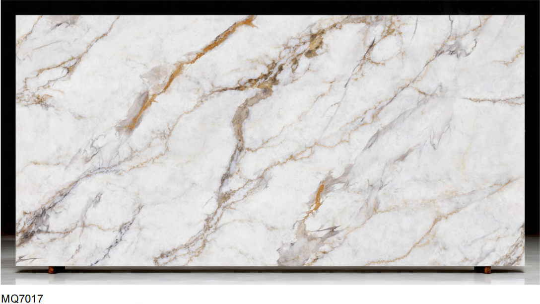 Printed Ivory Marble Quartz Slab