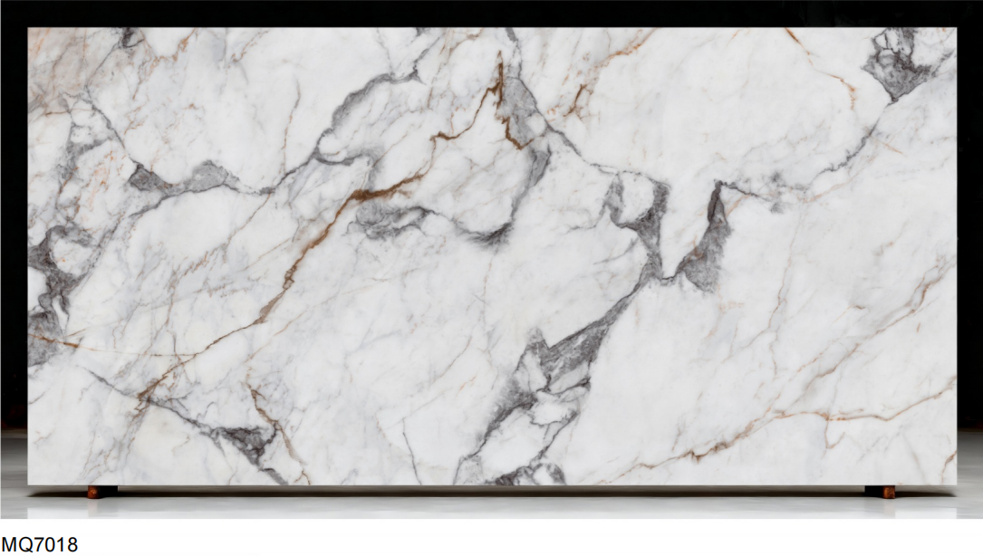 Printed Beige Marble Quartz Slab