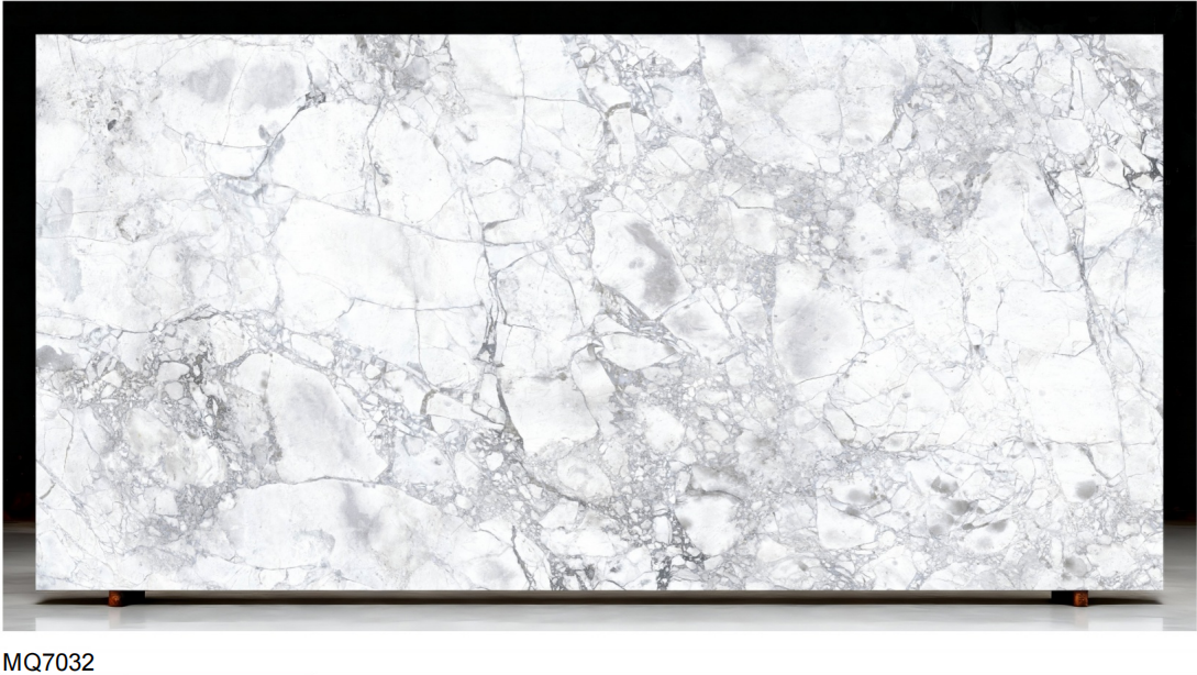 Digital Printed Glossy Grey Engineered Stone Slab