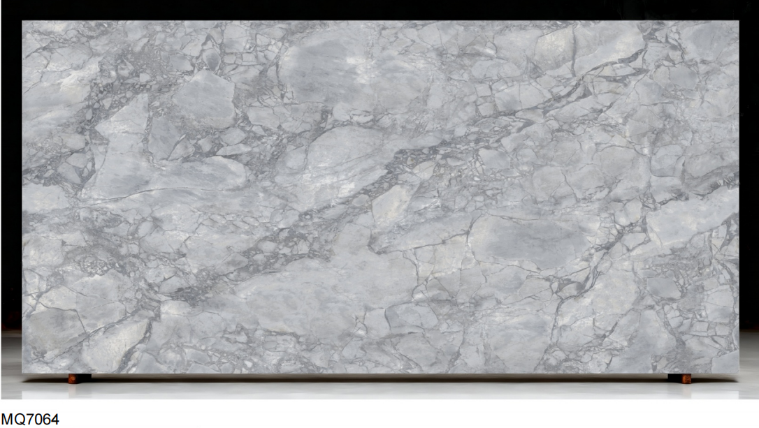 custom printed grey quartz slab