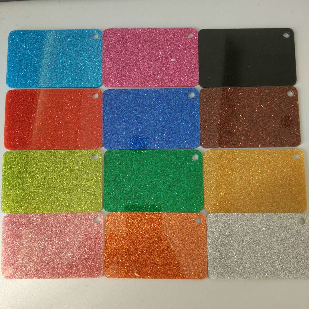 Glitter topped acrylic board 12 sheets pack gold silver pink blue green red white