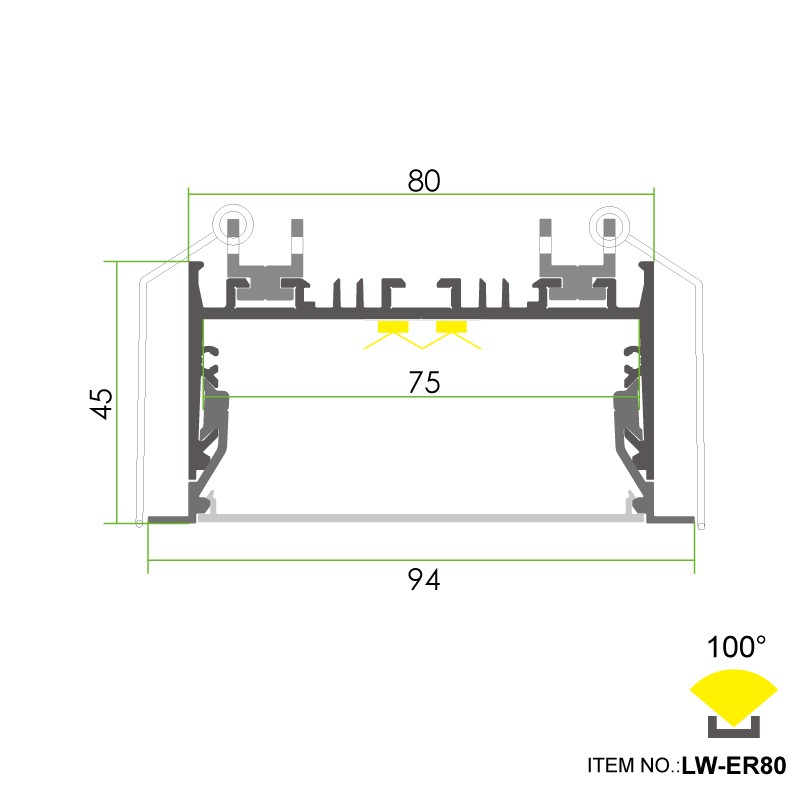 ER80 80mm Recessed 94x 45mm