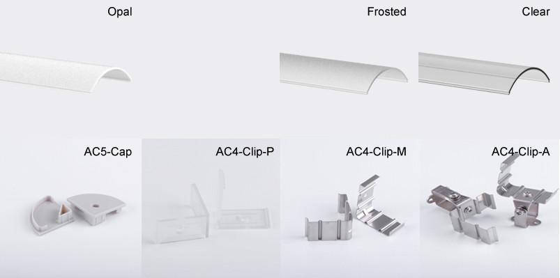 Bigger 45˚ half round Corner Aluminium LED Profile for LED Strip