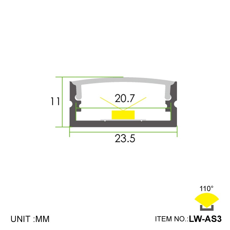 AS3 20mm profiel 23,5x11mm