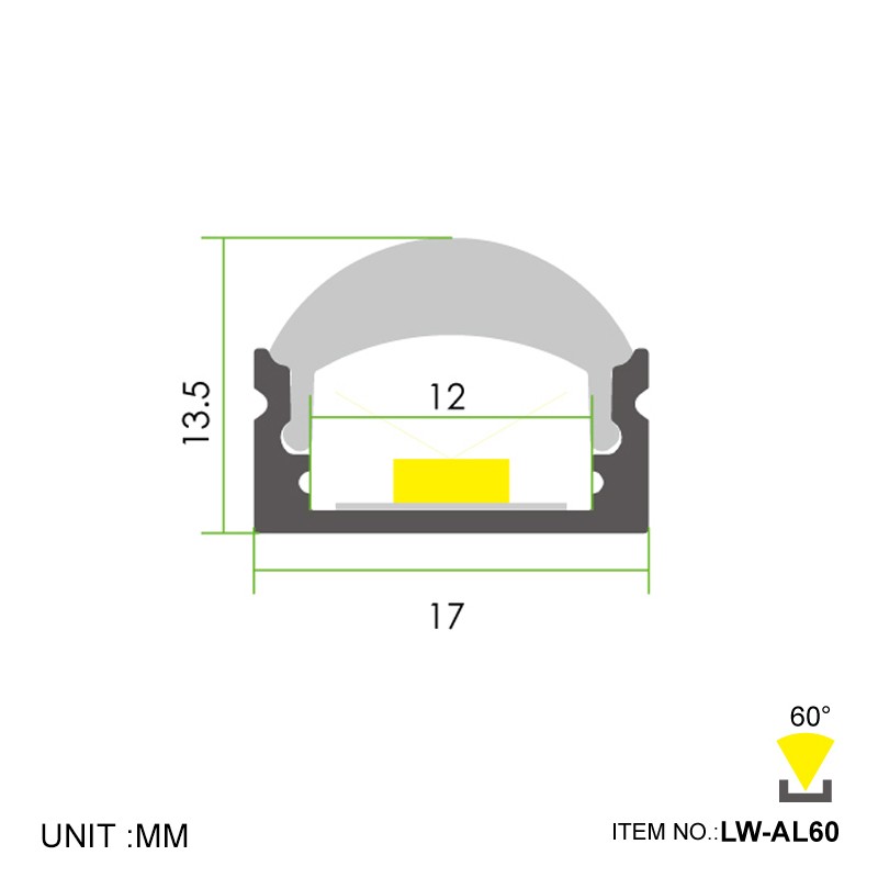 AL60 Lente de 60° 17x13,5mm
