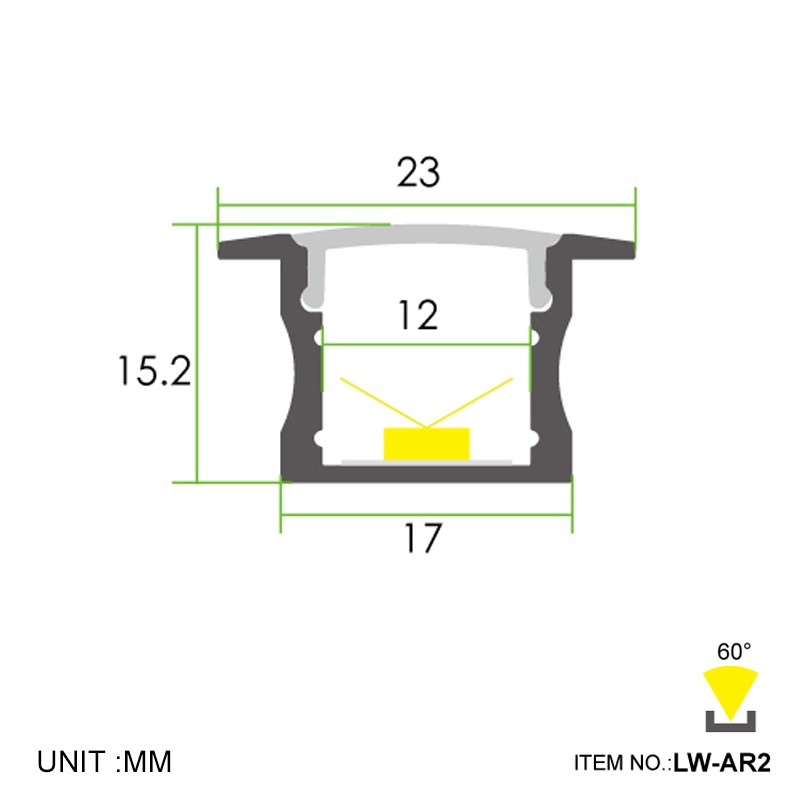 AR2 Dots free Recessed 23x15.2mm