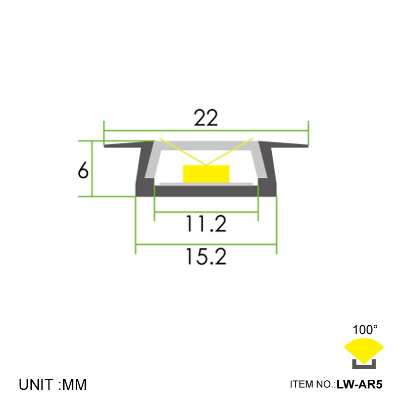 AR5 Recessed 22x6mm