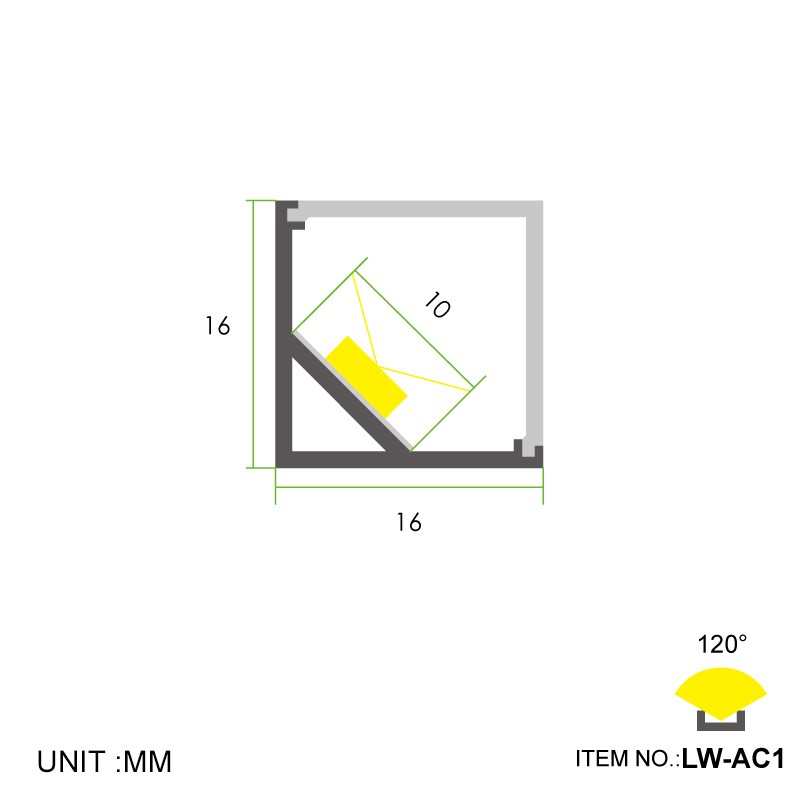 AC1 45° Corner 16x16mm