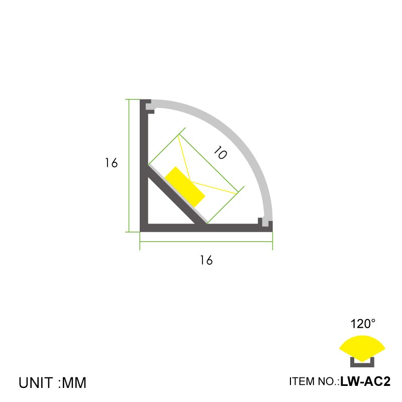 פינה AC2 45° 16x16 מ
